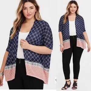 Torrid Border Print Dolman Cardigan Bohemian Hippie Chic Size 5X Kaftan Boho Top